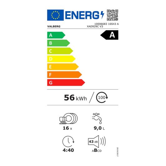 Lave-vaisselle 16 couverts VALBERG 16S43 A XAD929C V3