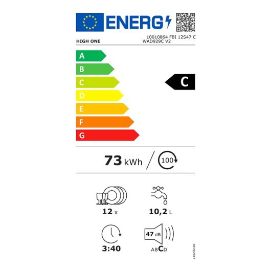 Inbouw vaatwasser HIGH ONE FBI 12S47 C WAD
