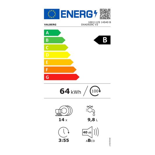 Valberg 14S40 B DXAD929C V3 Vaatwasser – 14 Bestekken