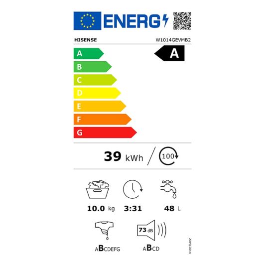 Lave-linge hublot 10 kg HISENSE W1014GEVMB2