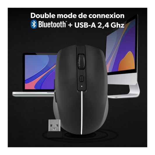 Muis herlaadbaar Bluetooth DUAL CONNECT Zwart - GRADIENT