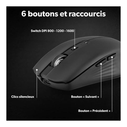 Muis herlaadbaar Bluetooth DUAL CONNECT Zwart - GRADIENT