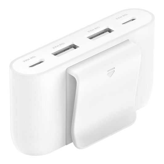 Belkin BoostCharge – Chargeur USB 4 Ports (2 USB-C + 2 USB-A, 30W, câble 2 m, clip, éco-conçu)
