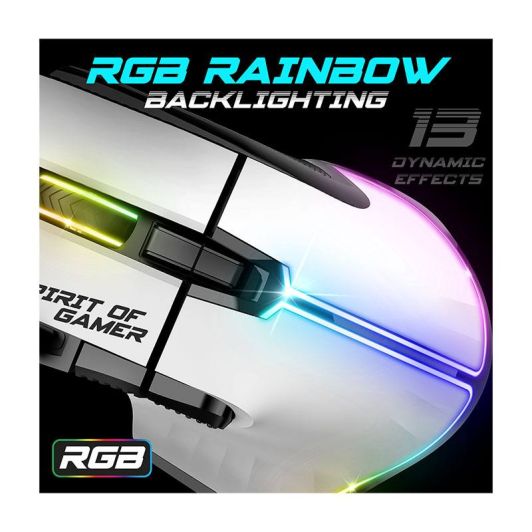 Souris gaming SPIRIT OF GAMER Blanche – 12800 DPI / 8 boutons / Tir rapide