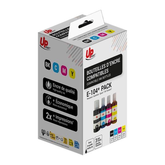 Cartouche compatible UPprint Epson EcoTank 104 - Pack de 4 - magenta, cyan, noir, jaune 