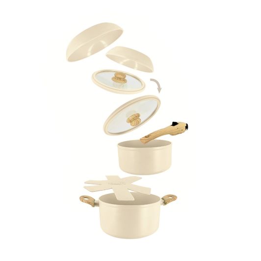 MENASTYL the Superball Pannenset 8-delig - Ecru - Alle Warmtebronnen incl. Inductie