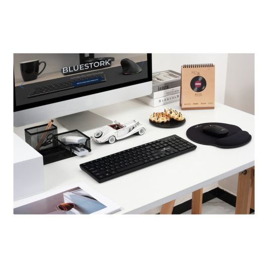 Pack Office BLUESTORK daadloos 4-en-1 – toetsenbord , Muis 1600 DPI & PC-houder