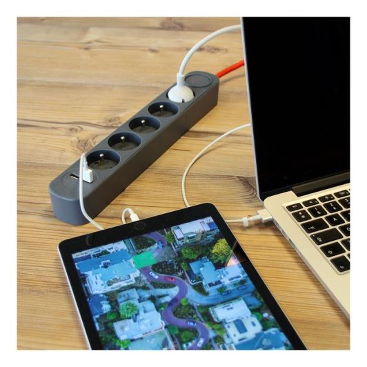 Multiprise CHACON x5 + 2 USB A - 1.5m