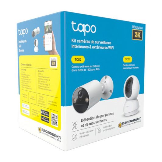 Pack de caméras de surveillance intérieur et extérieur TC82 + TC71