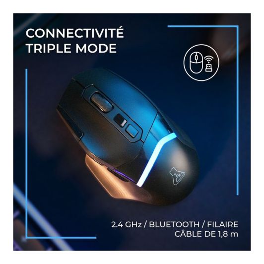 Souris gaming THE G-LAB KULT PALLADIUM draadloos RGB 10 000DPI Bluetooth en 2.4Ghz