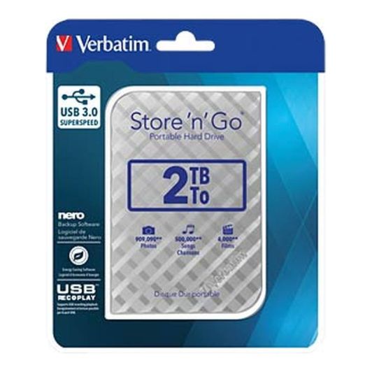 Disque Dur VERBATIM Store 'n' Go GEN 2 2To USB 3.0 ARGENT