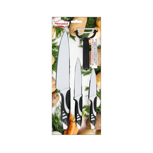 Set 3 couteaux revêtu céramique + éplucheur 