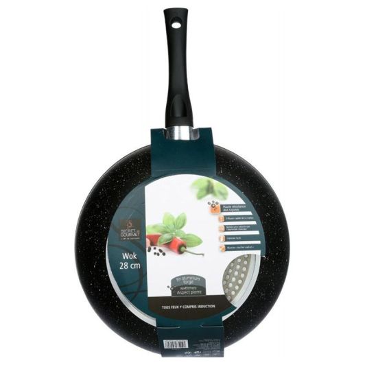 Wok 28cm gesmeed aluminium steeneffect alle kookplaten waarvan inductie