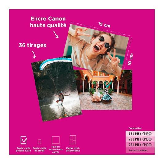 Inktpatroon voor Canon KP36IP-fotoprinter, 36 vellen 10x15 + inkt voor Selphy