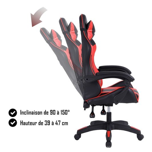 Chaise gaming AMSTRAD AMS 800 rouge